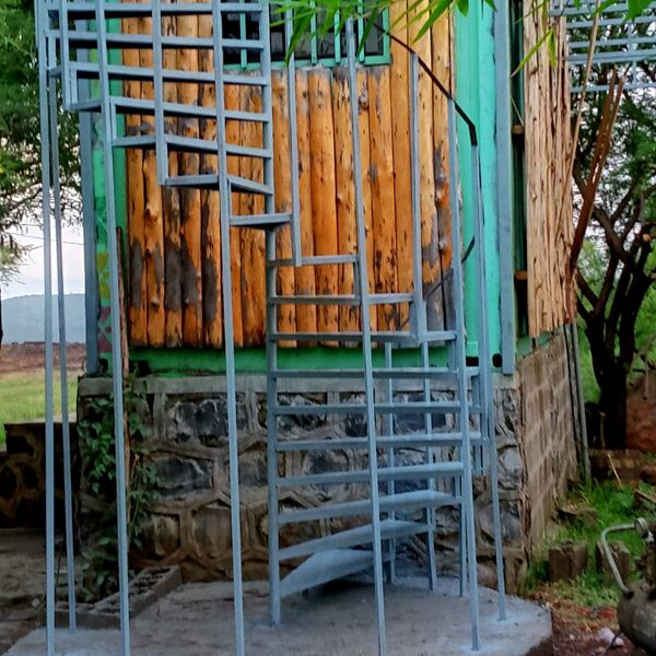 The stairs to the terrace are being prepared