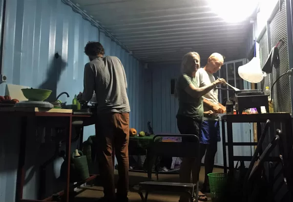 We are preparing dinner in the kitchen.