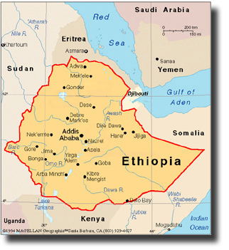 Map of Ethiopia. About Ethiopia